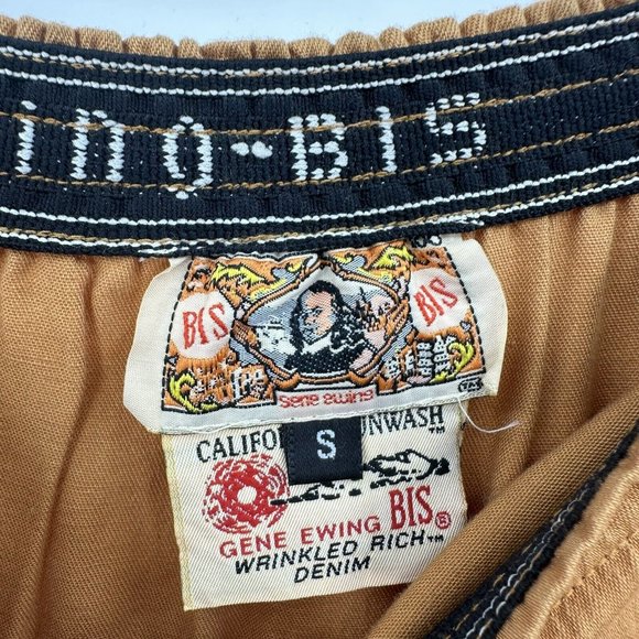 VTG Gene Ewing BIS Maxi SKIRT Sz S Pleated Tiered Fringe Gold Mustard Yellow - Picture 6 of 10